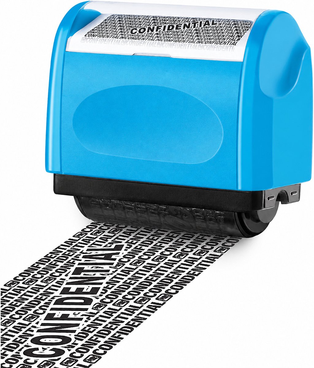 BOTC Privacy Roller Stempel - Identiteitsbescherming voor Adressen & Persoonsgegevens - Adresstempel voor Documenten, Post & Pakketten - Blauw