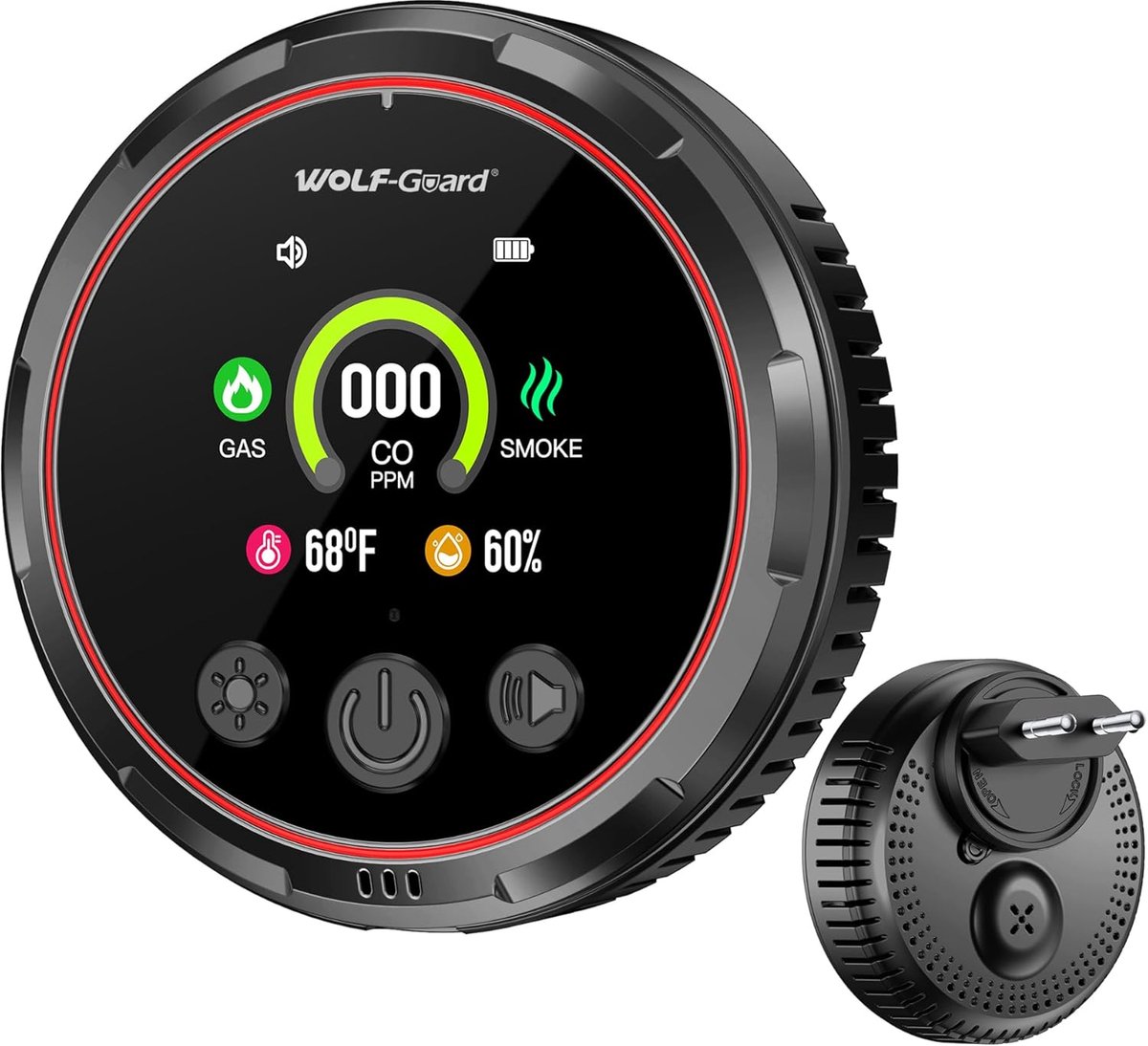 Rookmelder en Koolmonoxidemelder - 5-in-1 Gasmelder - Rook-, CO-, Gas-, Temperatuur- en Vochtigheidsmeter - LCD Display