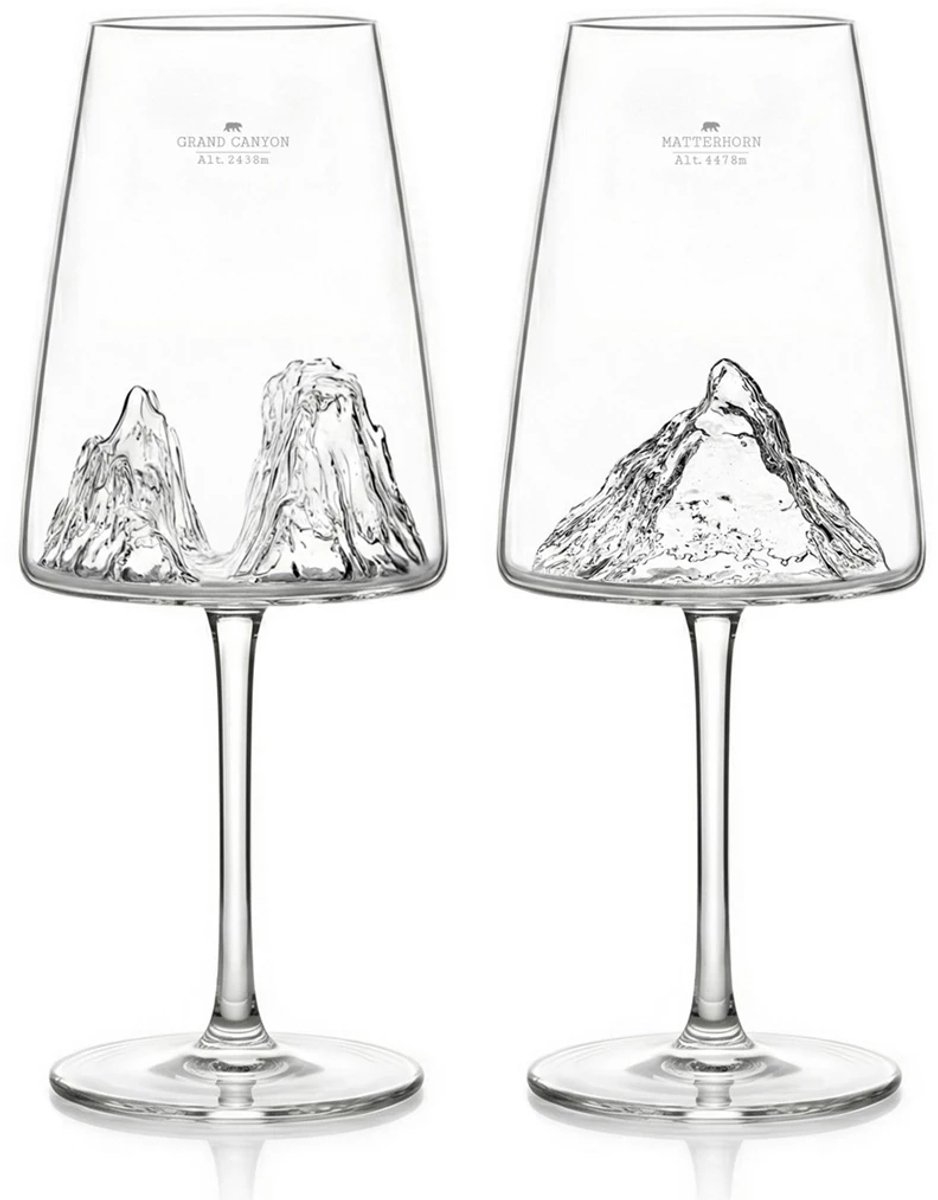 Alaskan Maker Topographic wijnglas set van 2 Grand Canyon + Matterhorn
