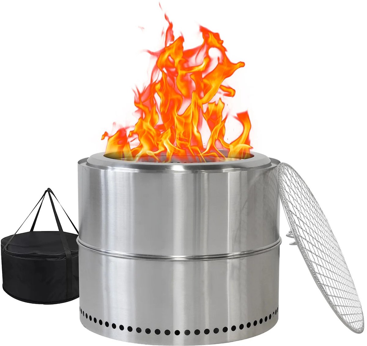 Joorly Vuurkorf - Vuurschaal - Vuurkorf voor buiten - Multifunctioneel - BBQ Vuurkorf - 50x50x40 - RVS - Zilver
