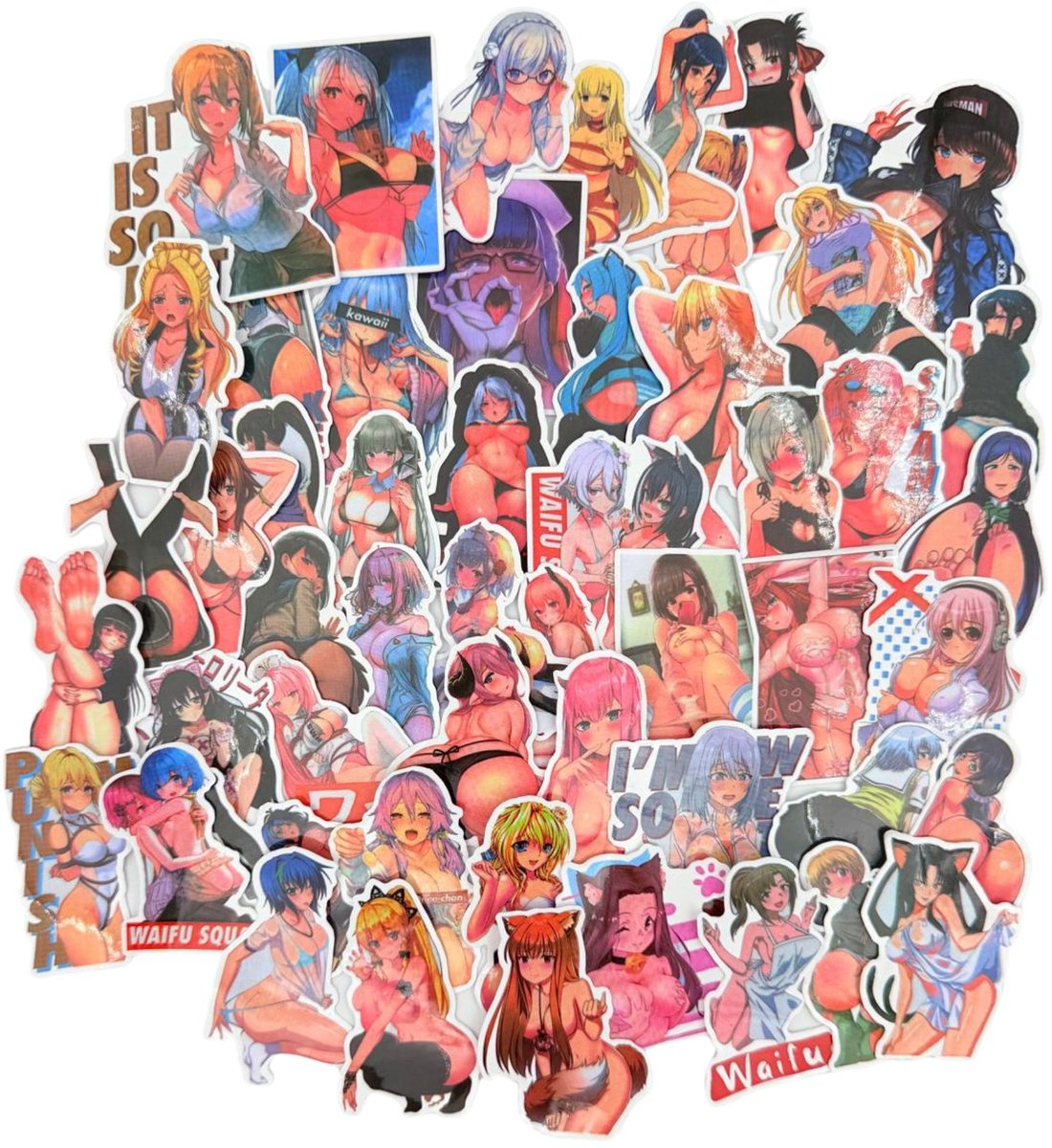 Stickers Hentai Waifu - 50 sexy dames - Vinyl stickers - Manga Girls NSFW