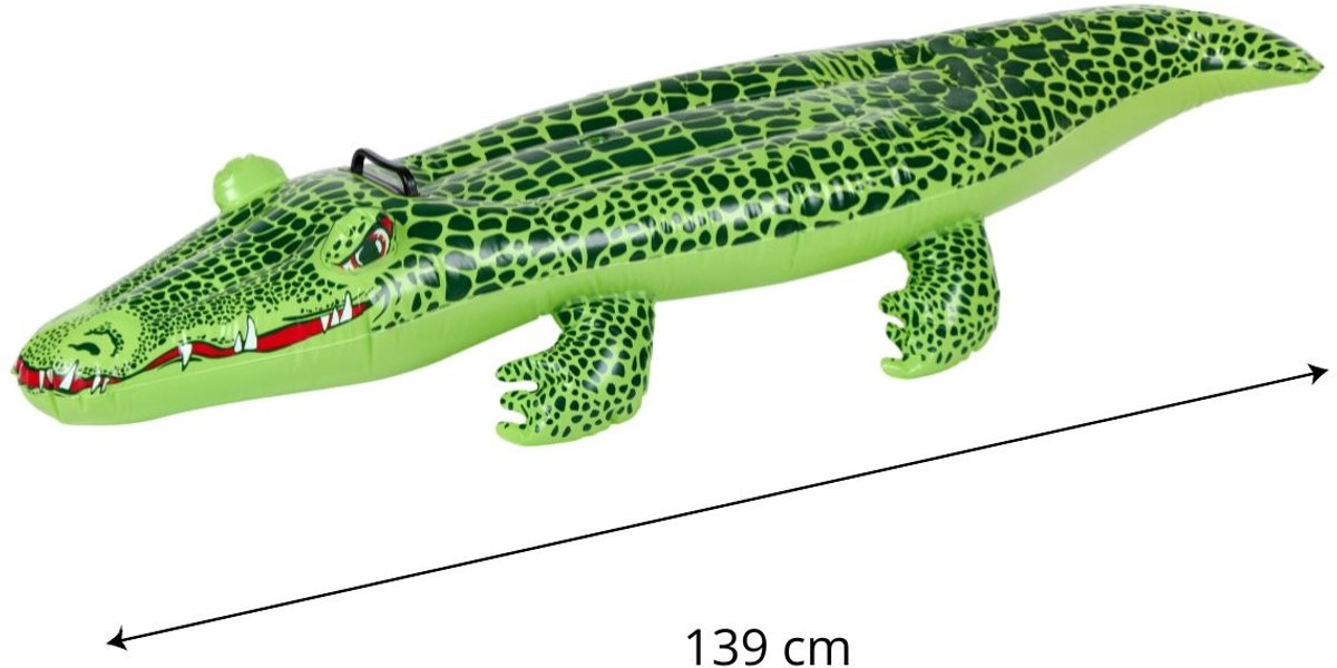 Eddy Toys Opblaas Krokodil – Opblaasdier Kinderen – Luchtbed Zwembad – Opblaasfiguur met Handgrepen – Voor Vakantie en Waterpret – 139x61x23 cm – Inclusief Reparatiepatch – foto 2
