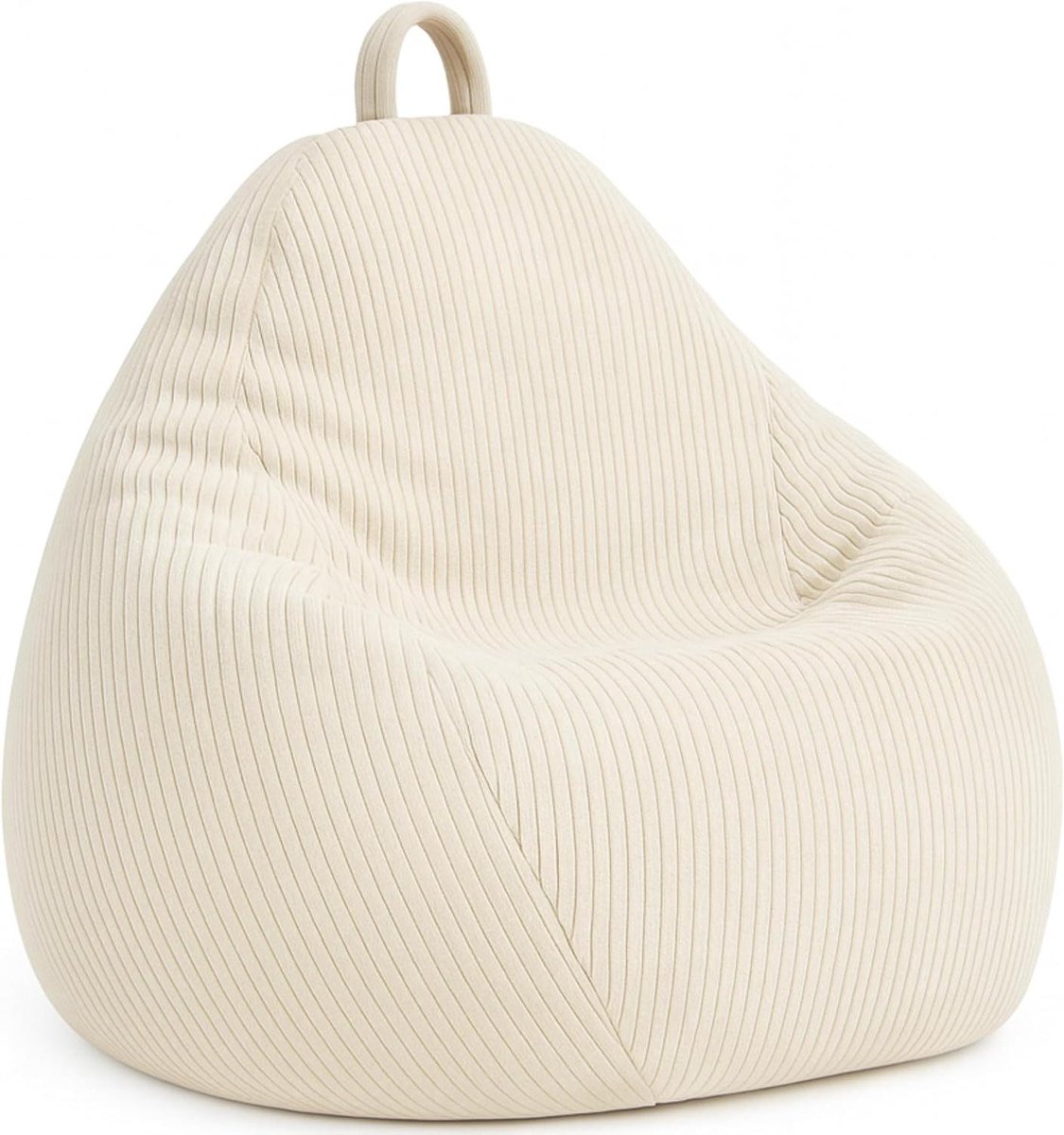 Zitzak Corduroy XXL - Poef Zacht - Ontspannen Zitten - Afneembare hoes - 120 x 100 cm - Off-white