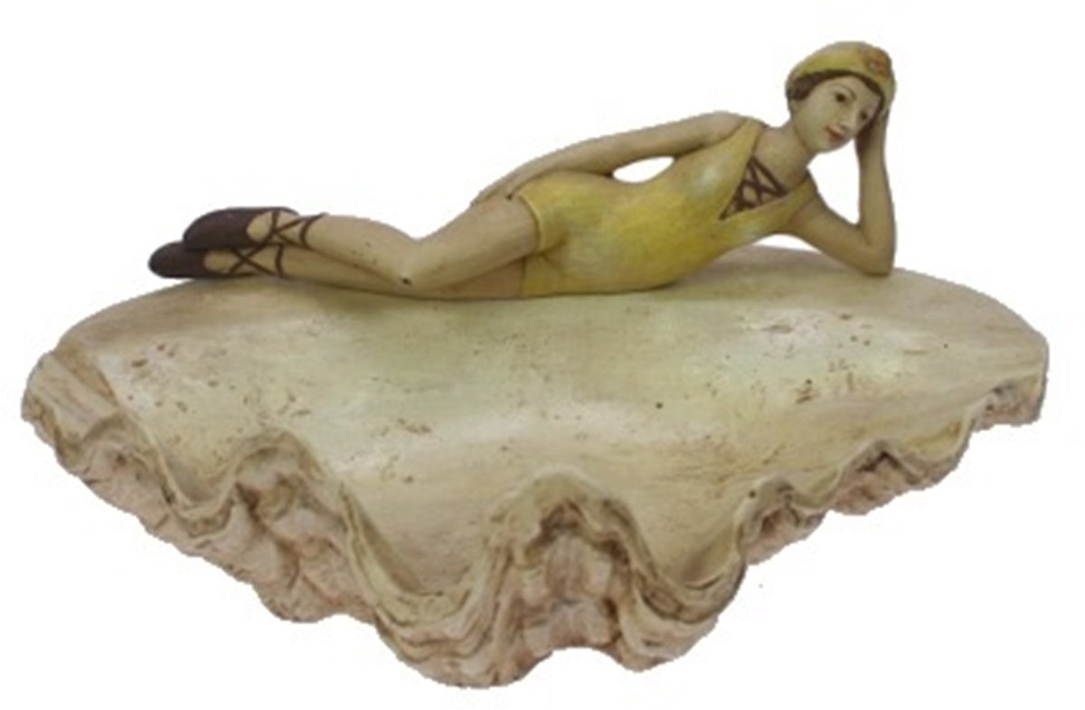 Schelp schaal m/Badgaste 23,5x10 cm