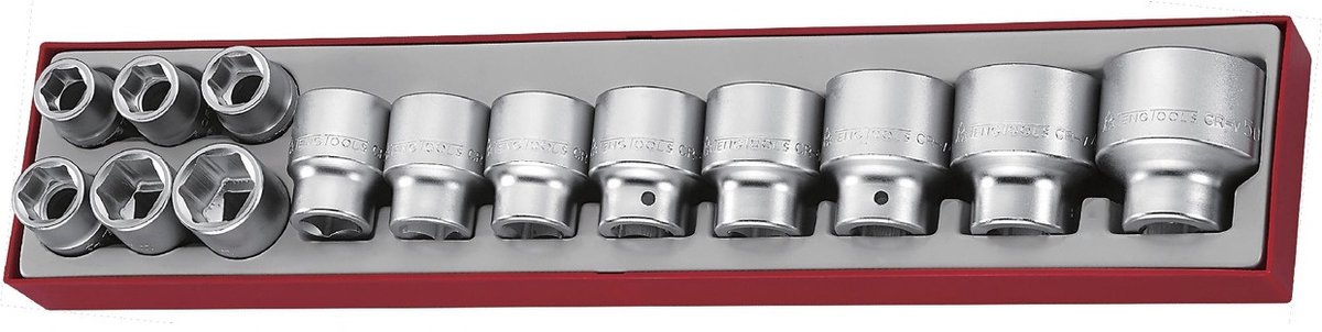 Doppenset TTX-4 tray 3/4" 19-50mm 14 delig 6 kant Teng Tools