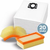 DEGG® - Mega Set - 20 Stofzuigerzakken + 2 Vlakfilters - Geschikt voor Kärcher WD4, WD5, WD6, MV4, MV5, MV6 | Bespaar op onderhoud
