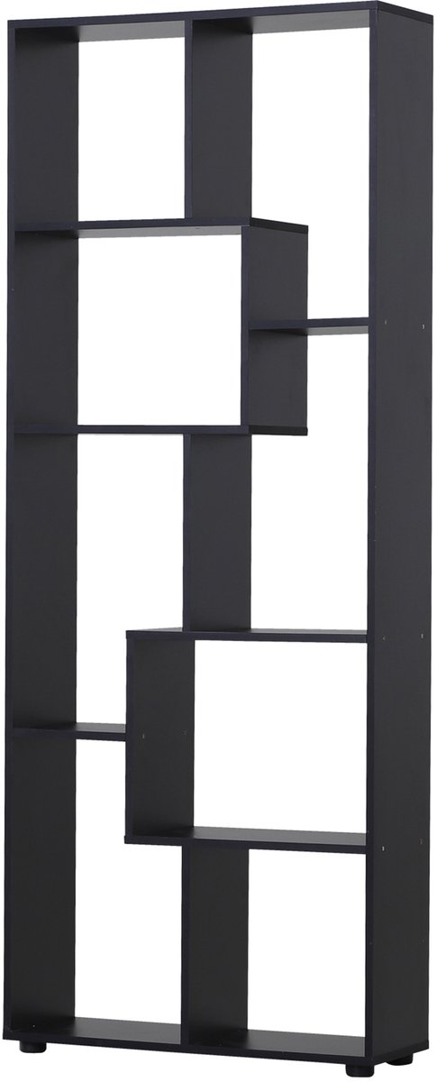 Zigzag Boekenplank, Modern Design, 70L x 24B x 178H cm, Spaanplaat, Zwart | Modern design, spaanplaat