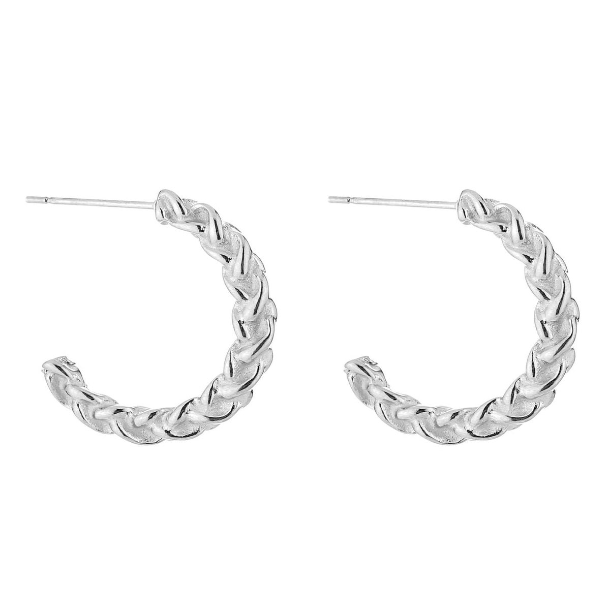 Michelle Bijou Oorbellen Braided Hoops zilver