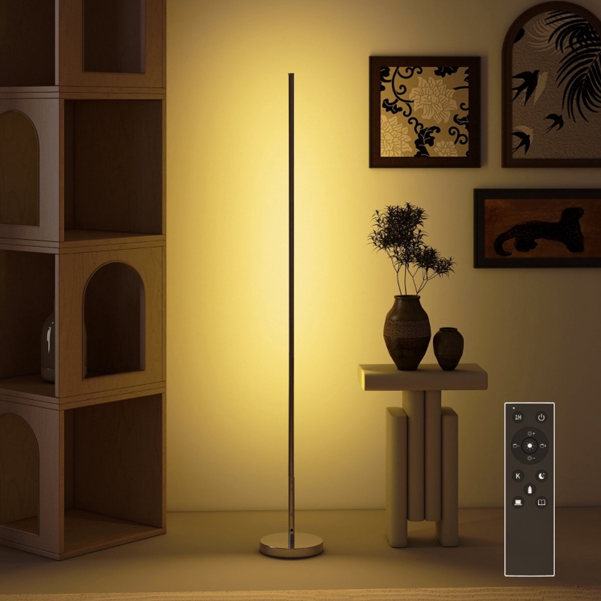 LED-staande lamp voor de woonkamer met instelbare kleurtemperatuur, geschikt voor de slaapkamer en het kantoor, 20 x 20 x 150 cm