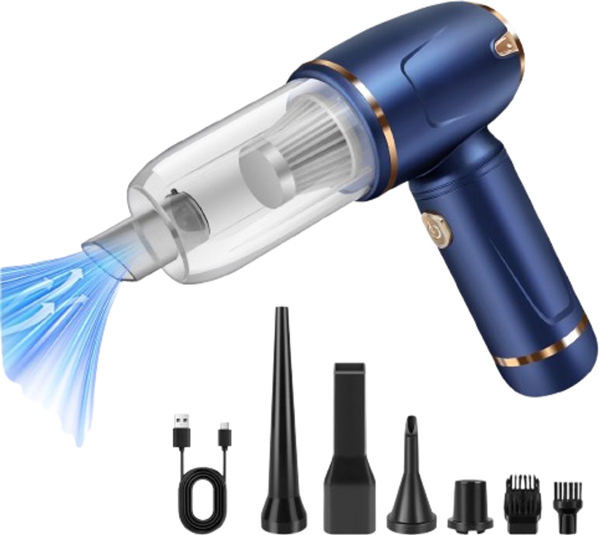 Velori Draadloze Air Duster - Elektrische Persluchtblazer - 2-in-1 Handstofzuiger - Stofblazer voor Computer, Toetsenbord en Auto - 5500 Pa - 4000 mAh Accu - 60-90 W