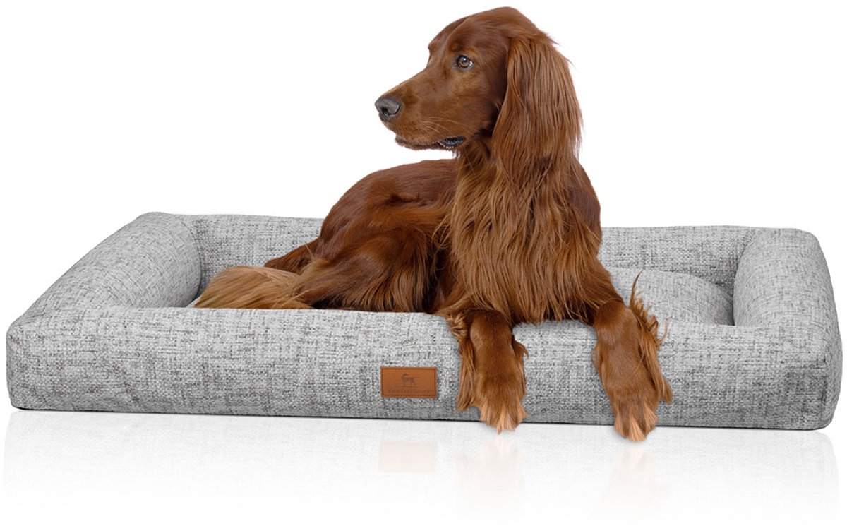 Knuffelwuff box hondenbed Nivaro van zacht weefsel M-L 82 x 62cm Lichtgrijs