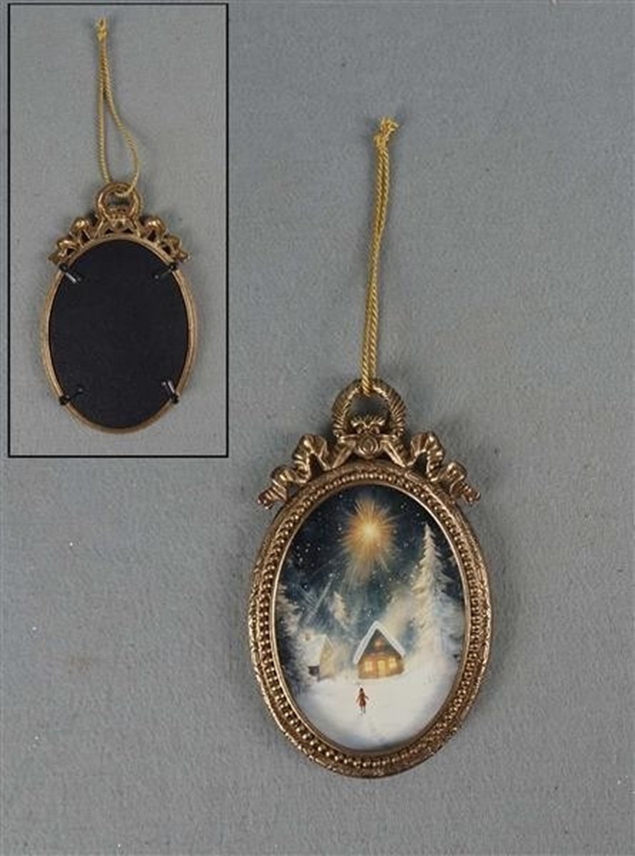 Fotolijstje hangend Strikje ant.goudkleur 8,8x1,3x14,4cm