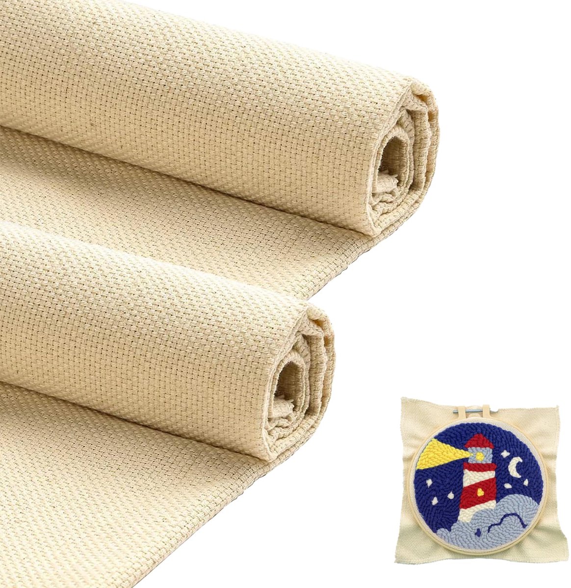 2 stuks 67 x 50 cm primaire tuftdoek, punch naald stof, zacht en comfortabel, machinewasbaar geschikt voor doe-het-zelf knutselwerk, borduurwerk, punch naalden, tapijtborduurwerk enz (beige)
