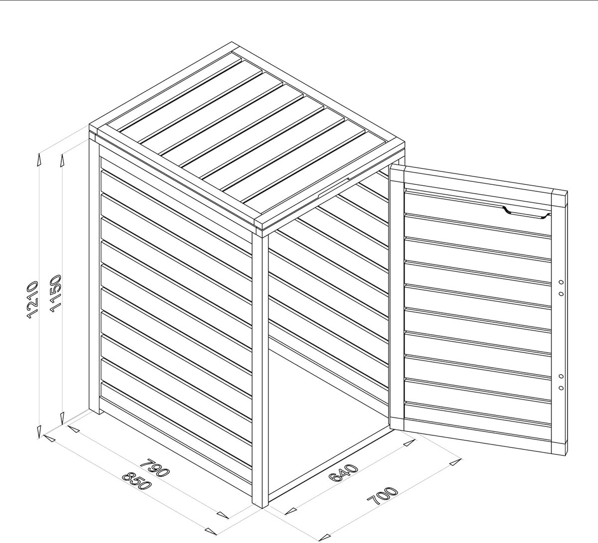 Containerombouw Hout - Kliko Omkasting - Afvalbak Verbergen - Gasveren Deksel - Tot 240L - Bruin