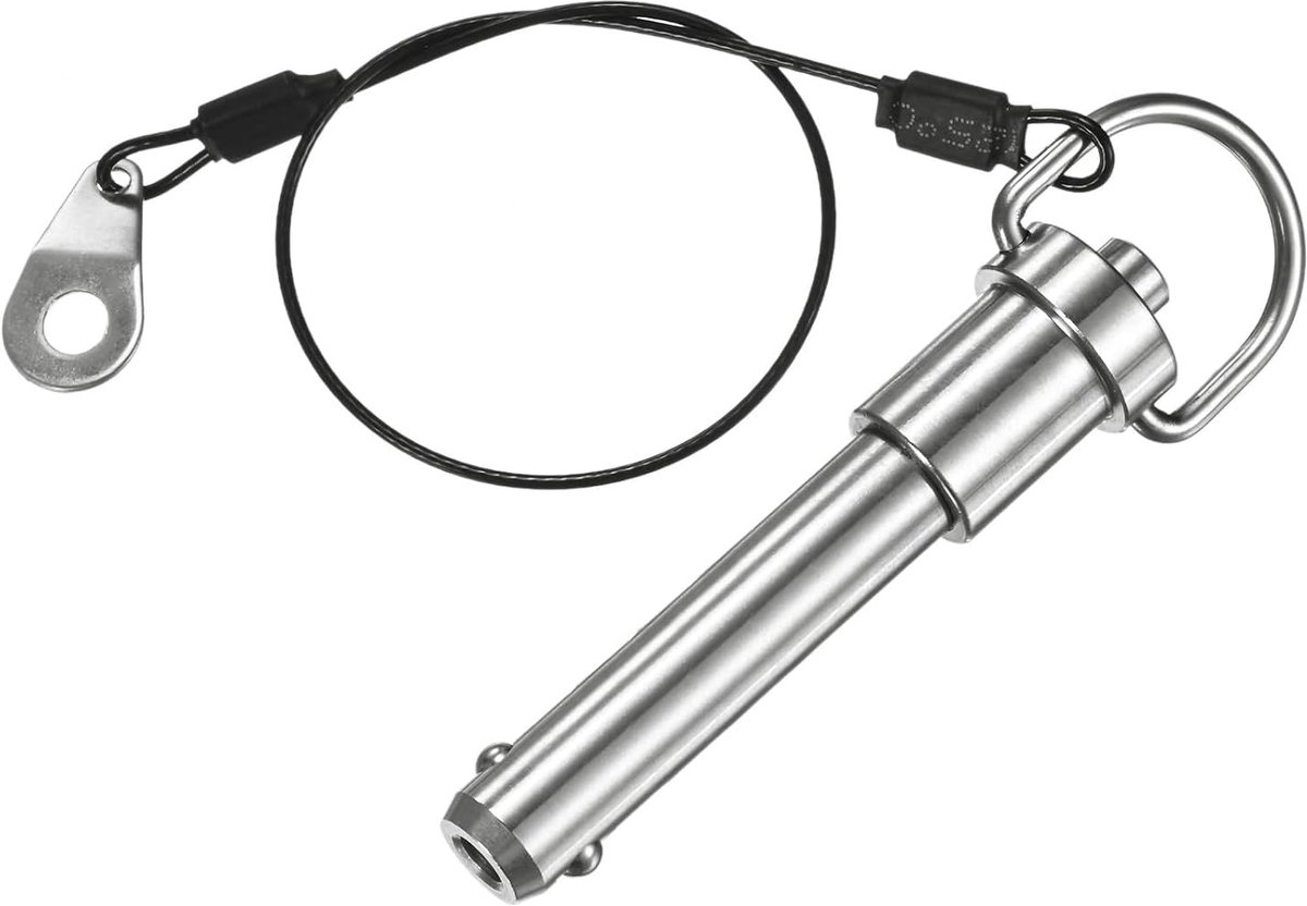 METERXITY Drukknop kogelvergrendelingspen 15/32 inch [12 mm] diameter 1-31/32 inch [50 mm] nuttige lengte ring snelsluitpen met lanyardkabel [304 roestvrij staal]