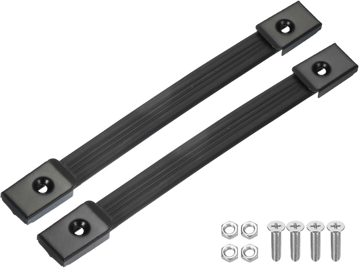 Handvat riem vervanging 9,5 inch, 2 stuks rubberen versterkers luidspreker kast riem handvat met metalen eindkappen en hardware accessoires, zwart
