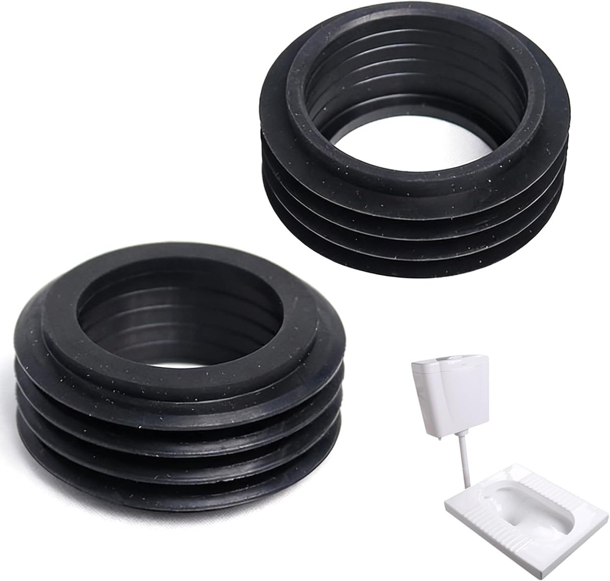 waterspoelslangaansluiting - huls voor inbouwspoelbak - betrouwbare afdichting voor toilet, binnendiameter 36-45 mm, buitendiameter 60 mm, hoogte 25 mm
