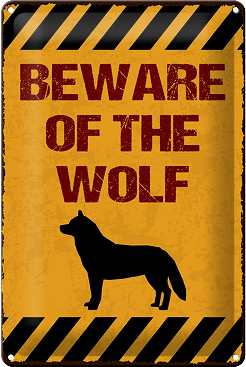 Blechschild Spruch 20x30 cm Be aware Wolf Schild