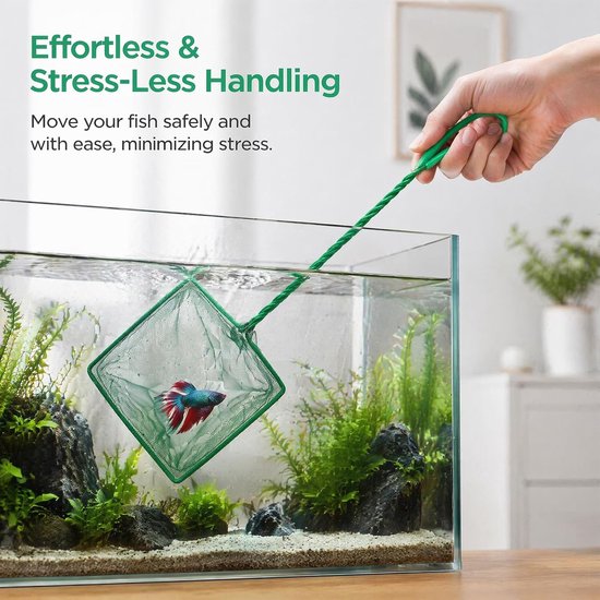 3 stuks aquarium visnet, klein, visnet voor aquaria, vijver, meren - Aquariumschepnet met gevlochten metalen handvat, zacht garnalen, fijnmazig visnet, klein aquariumnet — afbeelding 5