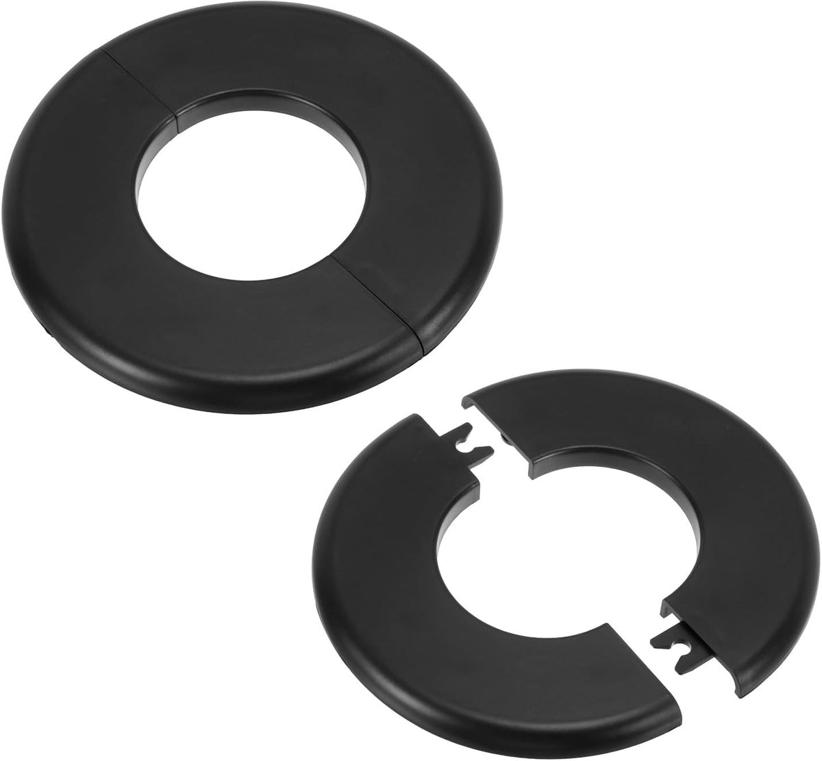 Muur Split Flens 51 mm, 2 stuks ABS Ronde Zelfklevende Rozet Plaat Cover Gesp voor Waterpijp Kraan Decoratie, Zwart