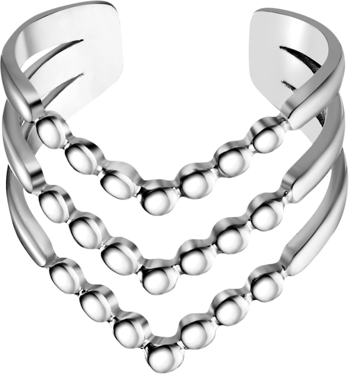 Damesring open verstelbaar: zilveren V-vormige ringen van roestvrij staal, stapelring, minimale damesring, wikkelring, moderne vingerring, roestvrij stalen ring, sieraad, cadeau voor vrouwen en