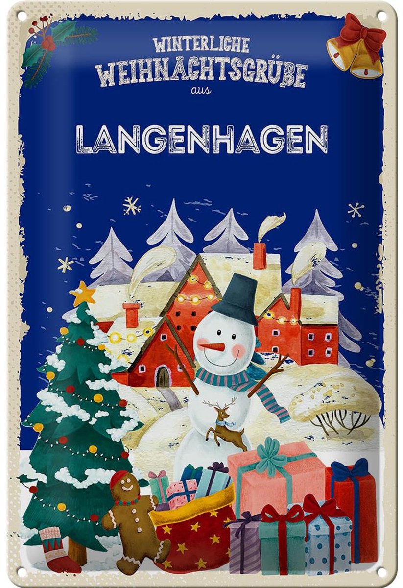 Blechschild Weihnachtsgrüße LANGENHAGEN 20x30cm