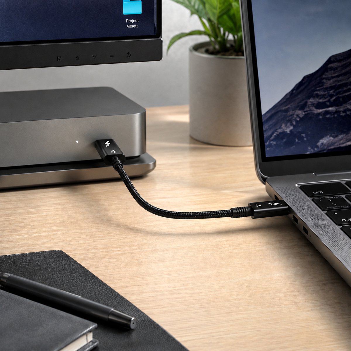 Powteq Thunderbolt 4 Kabel 80 cm - USB-C naar USB-C - 40 Gbps - 100W - Zwart