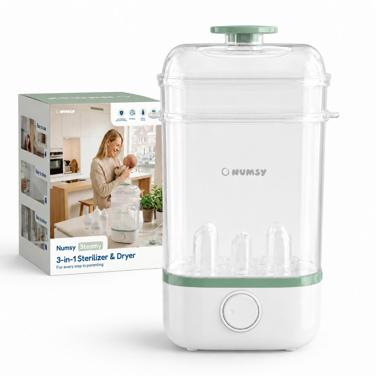 Numsy Steamy 3-in-1 Flessensterilisator en Droger