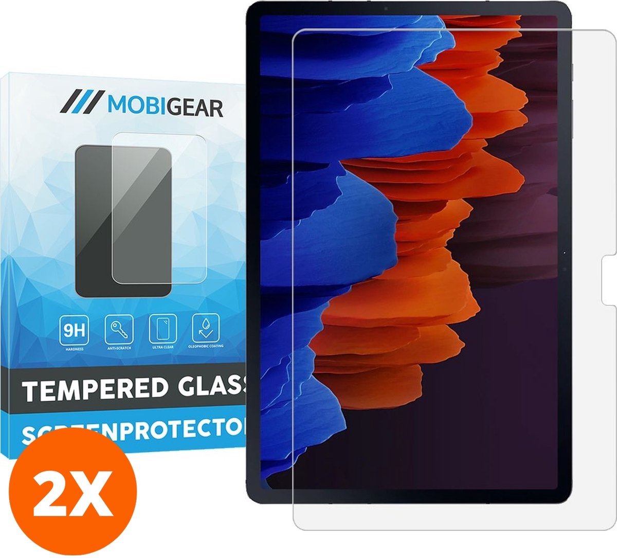 Mobigear Screenprotector geschikt voor Samsung Galaxy Tab S7 Plus Glazen | Mobigear Screenprotector - Case Friendly (2-Pack)