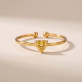 Lundholm Zoe November Ring Dames Goudkleurig – Premium Stainless Steel Gold PVD Plated – Verstelbare Ring met Birthstone Natuursteen November - Ringen Dames met Steen Aanschuifring met Steen – One Size – Cadeau voor Vriendin - Scandinavisch Design