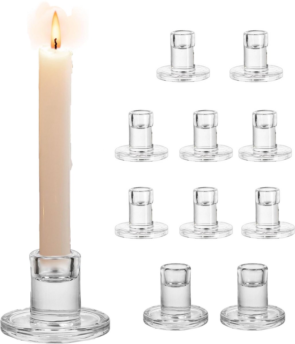 KZQ Kristallen Kaarsenhouders - Groot Model - 20 Stuks - Dik Glas - Geschikt Voor Tafelcentrum Woondecoratie Bruiloft En Feest - Transparant