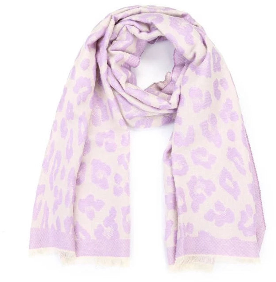 Sunset Fashion Sjaal Panter lila crème 185x55cm