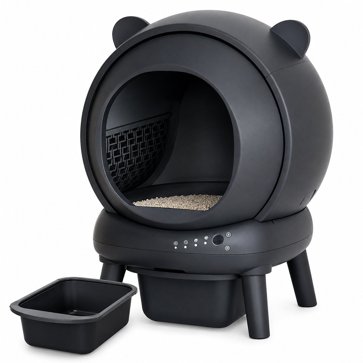 North Collective Automatische Kattenbak - Zelfreinigende Kattenbak - XXL 65 L - Lekvrij - Driedubbele Geurbestendigheid - Zwart