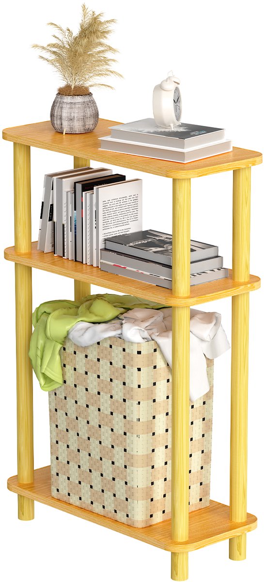 PIPIPOXER Bijzettafel - Tafeltje- Kleine Salontafel - Tafel Industrieel - - Nachtkastje-Bijzettafel hout l - Banktafel - 40x18x60 cm -Verbrande houtkleur