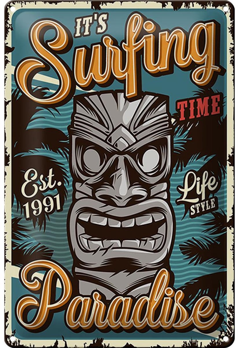 Blechschild Hawaii 20x30cm it´s Surfing time Paradise