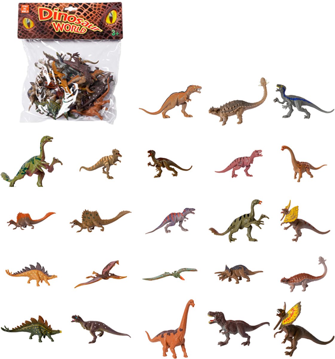 PIA Soft Toys - Speelfiguren - Dino's in zak 24 ass. 5-10 cm