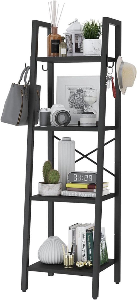 ZRNS® Ladderkast - Boekenkast Vrijstaand - Boekenplank - 4-Laags - Zwart