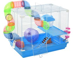 PawHut Hamsterkooi - Metaal - 46x30x37cm - Blauw