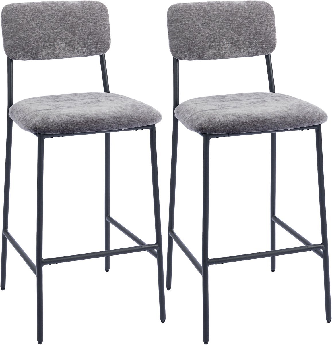 Homcom Barkruk-Chenille (100% polyester)-45,5x48x101cm-Grijs
