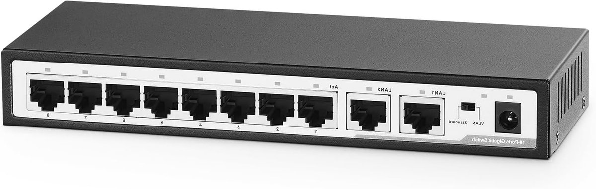 Gigabit Ethernet Switch - Netwerk Hub - Netwerk Uitbreiding - 10 Poorten Plug and Play - 20 Gbps Bandbreedte - Zwart