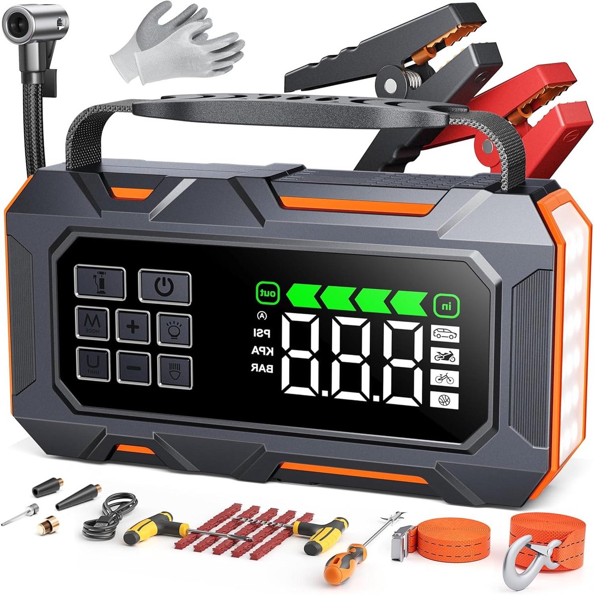 Auto Startkabel - Noodstroom Accu - Auto Starten - 7000 Ampere Kracht - 22 cm Lengte - Zwart