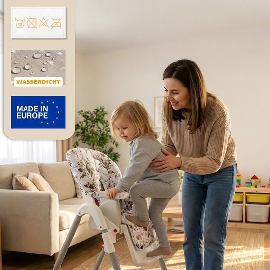 Stoelverkleiner voor kinderstoel Baby Stoelkussen Stoel - Kinderzitkussen voor Ikea Peg Perego Kinderstoel Stoelhoes voor kinderstoel Babystoel en kinderstoelen Oeko-Tex Beige met witte sterren — afbeelding 5