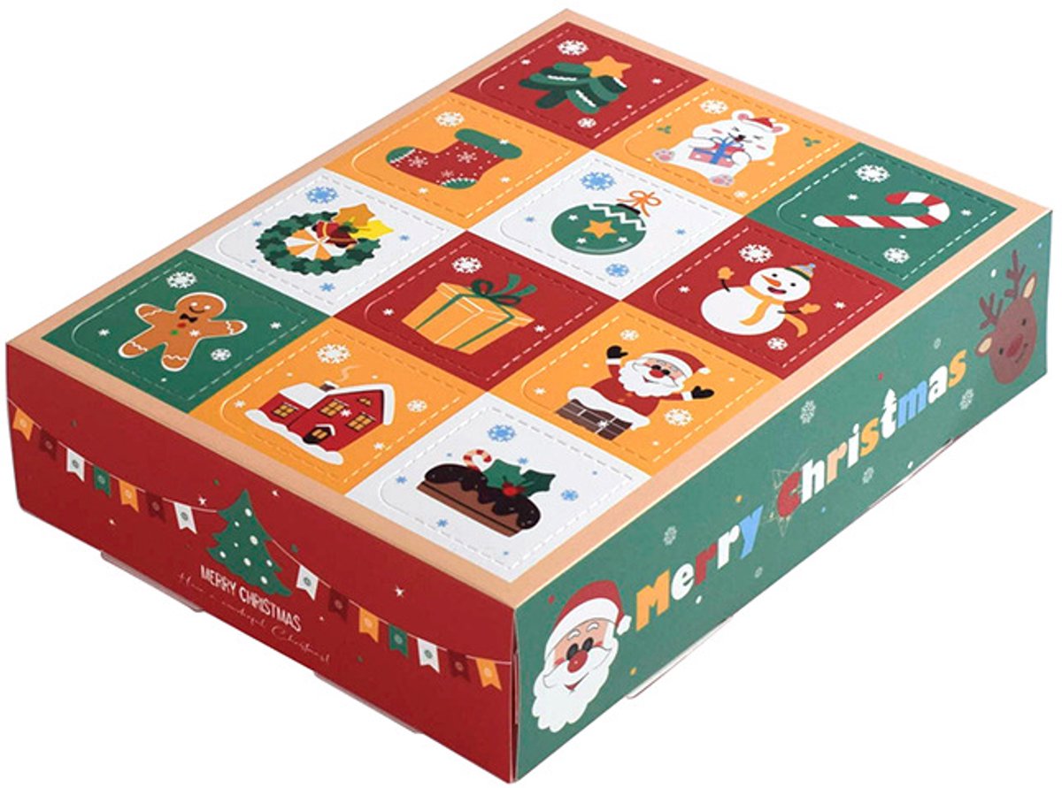 Kerst Adventskalender DIY – Lege Doos met 12 Vakjes – Zelf Vullen met Cadeautjes – Aftelkalender Kerst Verrassingsbox – Creatieve Kerstactiviteit voor Kinderen & Familie – Kerstdesign – 5 Stuks