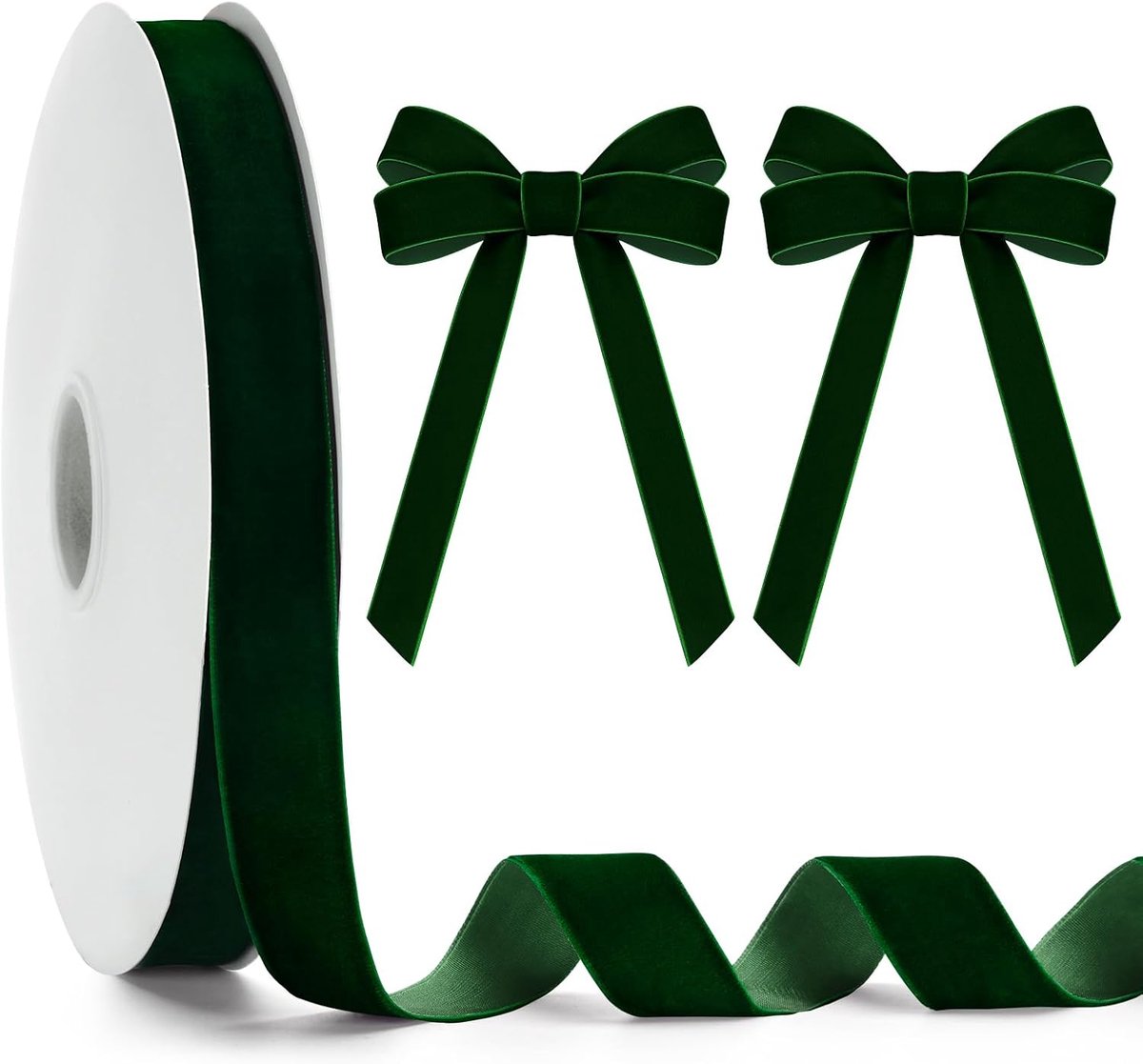25 mm donkergroen fluwelen lint voor geschenkverpakking, 25 m dik ghristmaslint voor kerstboomdecoratie, haar, strikken maken, knutselen