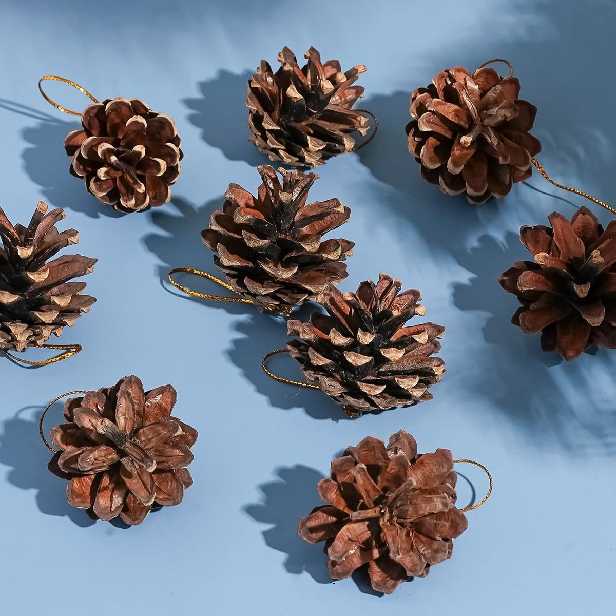 Natuur dennenappels kerst dennenappels ornament met koord rustieke sneeuw dennenappels opknoping dennenappels ornamenten voor herfst Thanksgiving winter kerstboom decoraties (bruin)