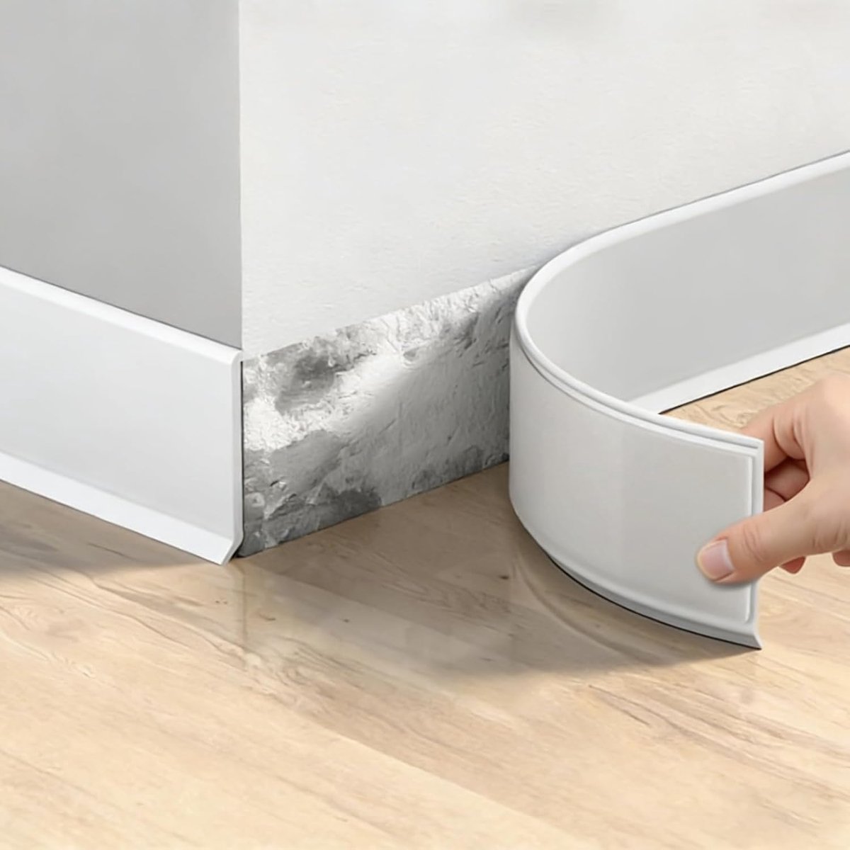 plint zelfklevend, wit (6 m), 7 cm Pvc plint en kniklijst voor badkamer, keuken, oneffen muren, waterdichte wandsluiting zonder boren, zachte plint 50 x 20 mm (wit)