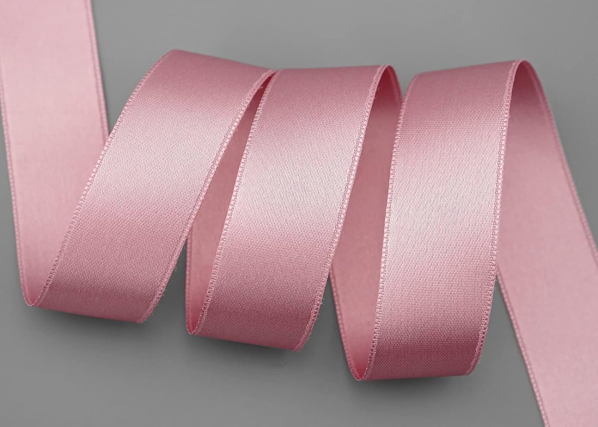 25 m x 25 mm Satijnen Lint Roze Oudroze (021) - Dubbelzijdig van Satijn Zonder Draad, Zacht en Glanzend - Cadeaulint, Decoratief Lint voor Knutselen en Decoreren