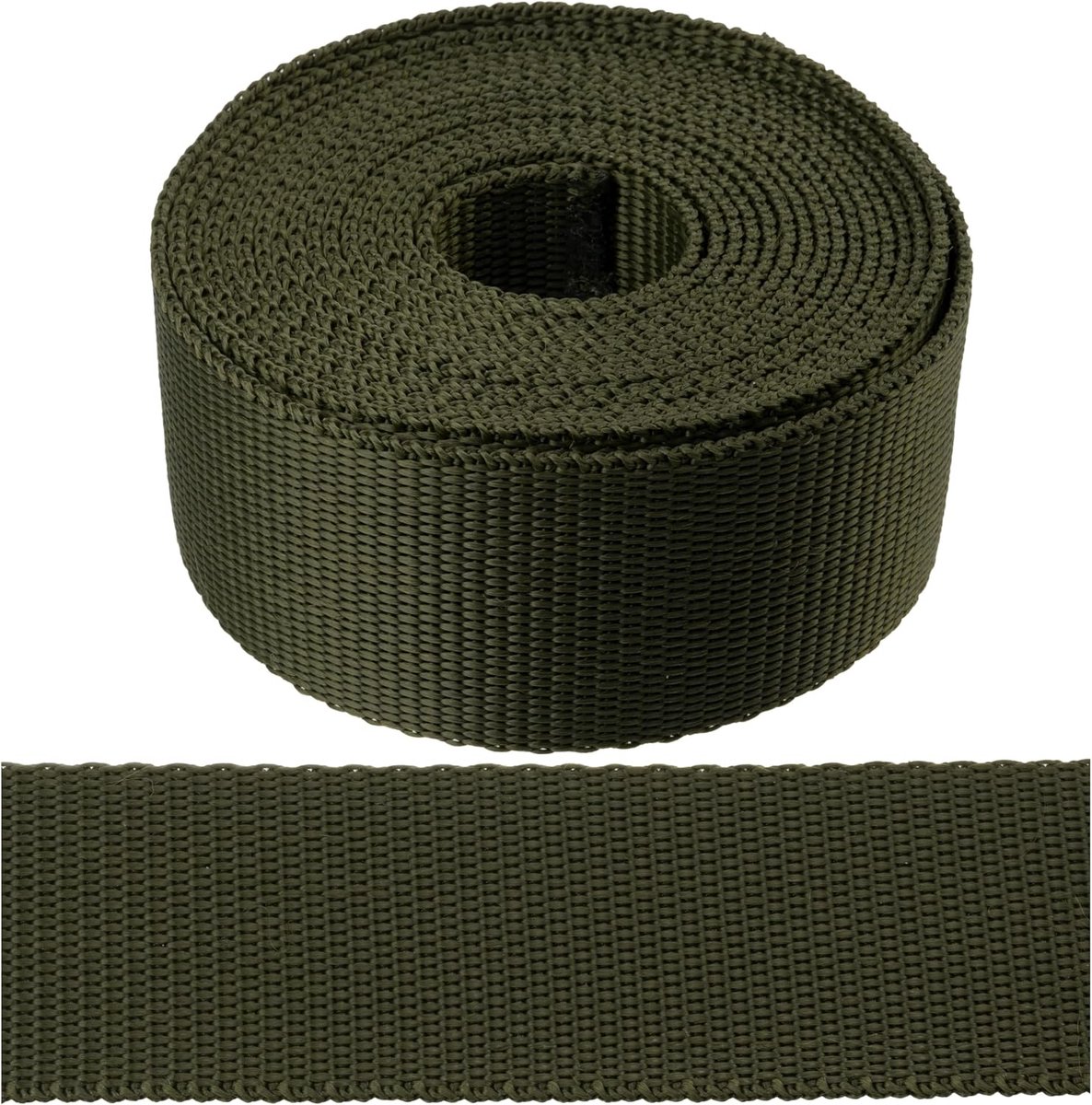 - Polyamide band, kleur olijfgroen, 3 meter | breedte 40 mm | voor naaien, bevestigen, klussen, DIY
