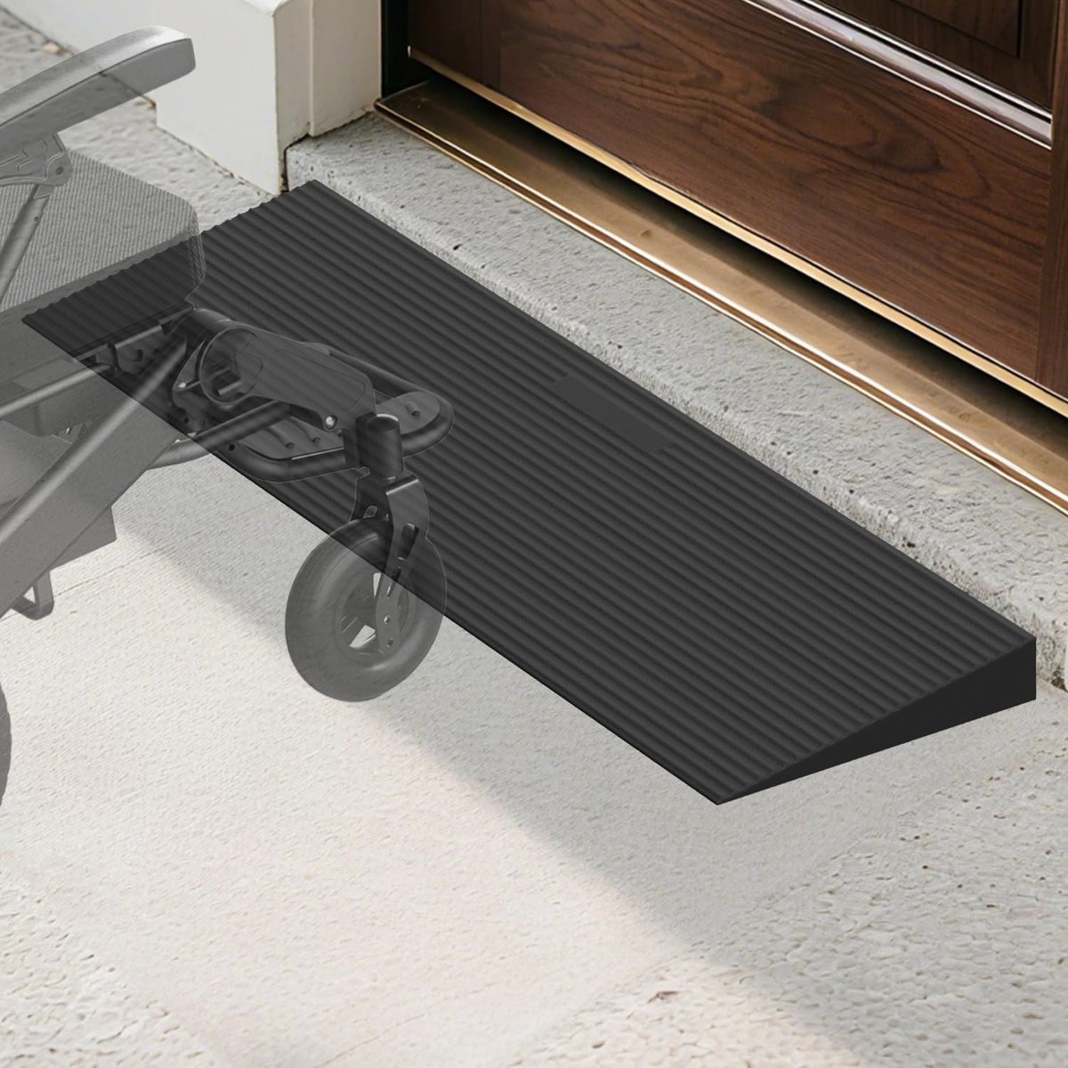 90 x 20 x 3 cm, rolstoelhelling van massief rubber tot 1,5, inkortbare en antislip oprijplaat voor zuigrobot, rollator, kinderwagen, dubbelzijdig plakband