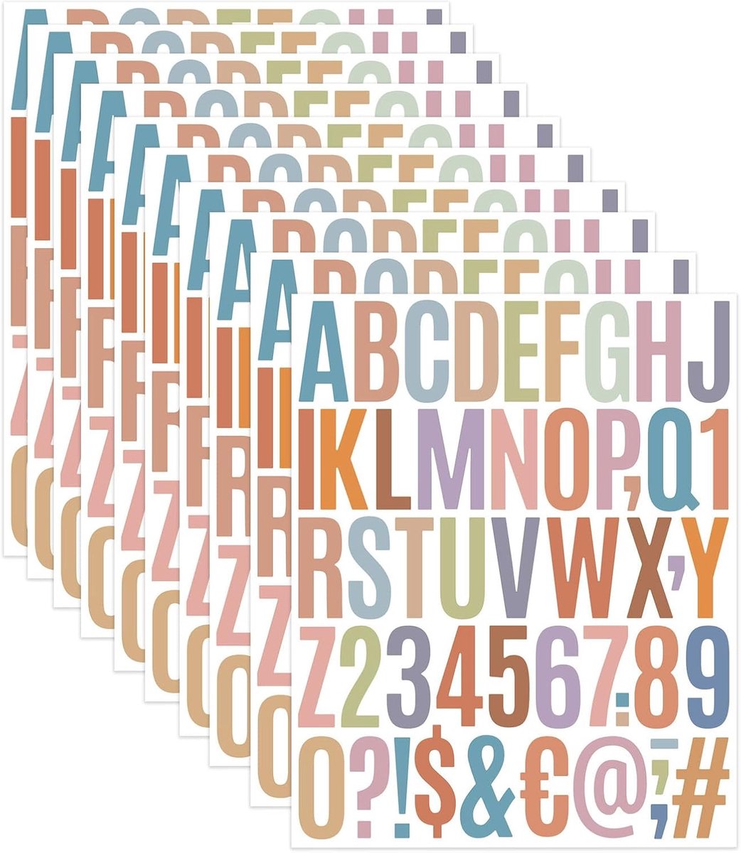 10 stuks weerbestendige plakletters, kleur, zelfklevende letterstickers voor deuren, borden en huisnummers, binnen en buiten (5 cm)